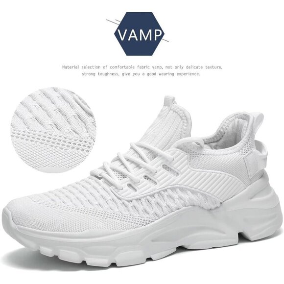 Men\'s Mesh White Non Slip, Breathable, Athletic Sports Fashion Sneakers Shoes main image 2